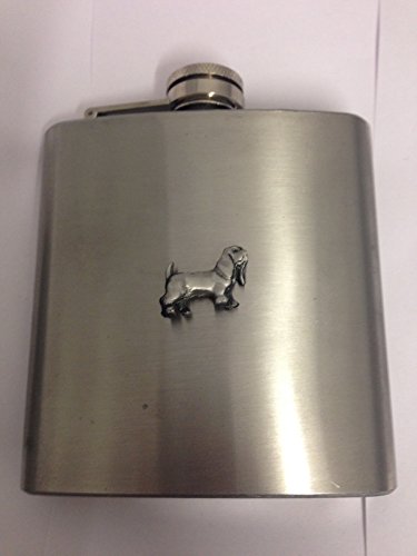 Basset Hond flasque de poche étain anglais acier 170g