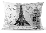 Hoooottle Custom Hot Romantic Black White Paris Eiffel Tower Collage Standard Pillowcase Rectangle Zippered One Side Printed 20x26 Inches Throw Pillow Case Cushion Cover