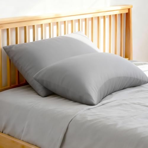 Cooling Curved King Pillow Case for Sider Sleeper Breathable Cool Silky Soft Pillow Cover with Zipper for Hot Sleepers,Hair and Skin Friendly,Light Grey,1 Pack,20x36IN by WISHSMILE - Used condition - Image 6