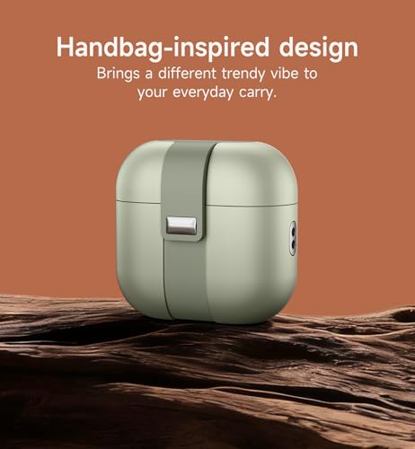 Image of SURITCH for AirPods 4 Case (2024), Magnetic Lock Bumper Cases Compatible with Airpods 4th Generation, Rugged Protective Cover with Stylish Hanging Lanyard Cases for Women Men, Green