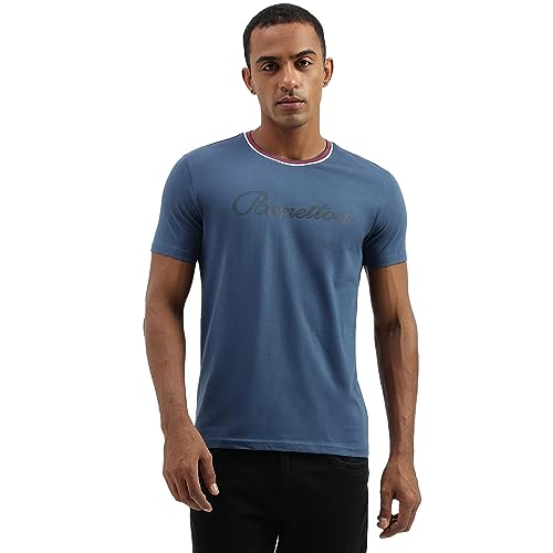 Image of UNITED COLORS OF BENETTON Men's Cotton Solid Regular Fit T-Shirt