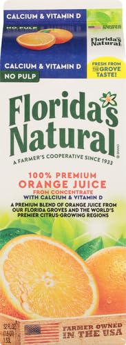 Florida's Natural, Orange Juice No Pulp Plus Calcium, 52 Fl Oz