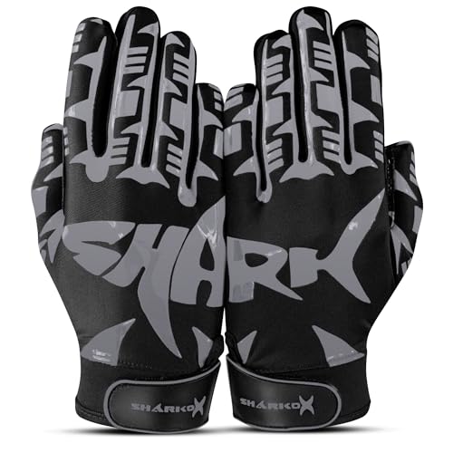 SHARKOX Non-Slip Tacky Football Gloves Ball Feel Sensation, Football Receiver Gloves in Youth...