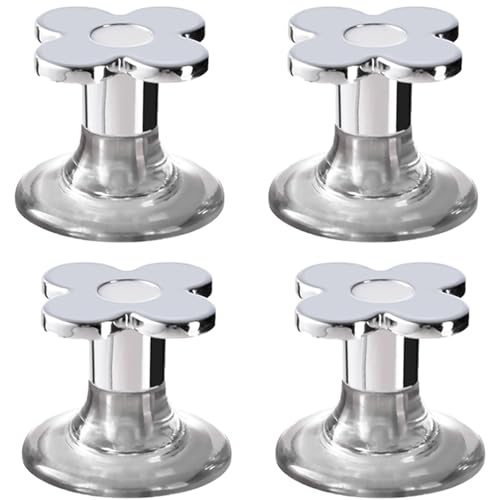 HOIRIX Toilet Push Button Flush Replacement,Flower Shape Toilet Press Tool Toilet Accessories for Women Manicures (4 Pack, Silver) (Silver 4pack)