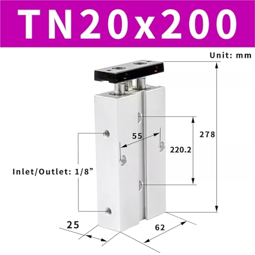 Cylindre pneumatique double action TN20 20mm anti-rotation