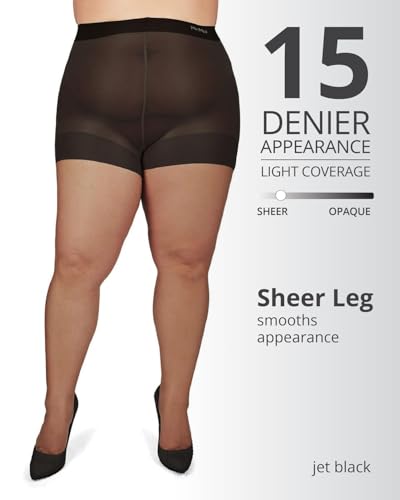 Image of MeMoi Plus Size Curvy Ultra Sheer Control Top Pantyhose