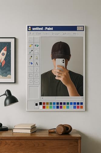 Image of Retro Paint Mirror | 12x18 Inch Wall Hanging | MS Paint-Inspired Quirky Mirror for Room Decor | Velvety Touch | Fun Gift for Creatives, Gamers, Teens, Boys & Girls