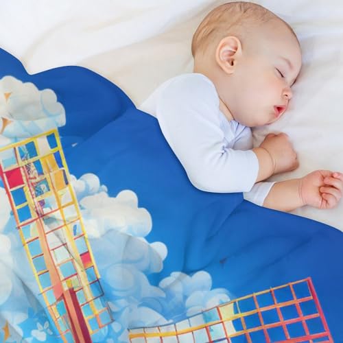 Manta de franela suave Colorful Windmill 180x200 cm gris para cama y sofá de cuatro estaciones 4