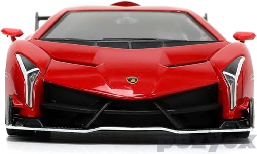 Image of Diecast Car for Lambo Veneno Model Car 1 /24 Scale Sports Toy Vehicle Door Can be Opened Toy Car Front Wheel Steerable (red)