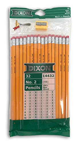 Crayons en bois véritable Dixon No.2 à mine robuste et taille-crayon