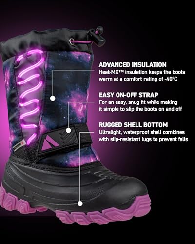Absolute Thunder 3 Little Kid Light Up Snow Winter Boots, Warm, Insulated, Waterproof3