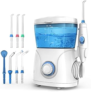 Dental Water Flosser for Teeth, 10 Mode & 7 Multifunction Jet Tips Oral Irrigator Teeth Cleaner Family to Clean Gum Issues, Implant, Bad Breath, Tooth Decay, Plaque, 8 Piece Set