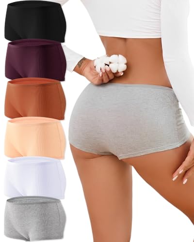 ALL OF ME Cotton Underwear for Women Boyshort Panties Full Coverage Boxer Briefs Stretch Boy Short...