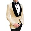 Herenpak Casual Rugular Slim Fit 3 stuks Prom Tuxedos Shawl Rapel Huwelijksmensen (Blazer+Vest+broek) (Kleur : Champagne, Maat : 60)