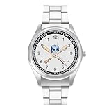 Reloj de pulsera de acero inoxidable con números arábigos para hombres y mujeres