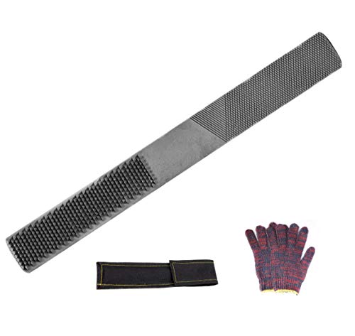 Hand File, Metal File,Hand Rasp,High Carbon Steel Wood File,Rasp with Gloves,Round Rasp,Half Round Flat,Needle File for Wood and Metal Tools,Carpentry Woodworking (4 Way Rasp)