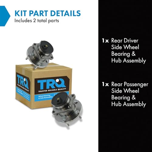 Image of TRQ Rear Driver and Passenger Side Wheel Bearing and Hub Assembly Set 2 Piece Compatible with 2007-2015 Mazda CX-9 Front Wheel Drive