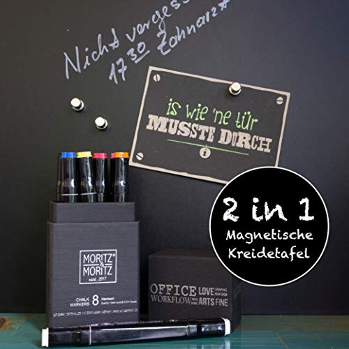 OfficeTree Magnetische Tafelfolie Selbstklebend 50x70 cm inkl. Kreide, Tuch & Rakel - Magnetfolie Selbstklebend - Magnetische Kreidefolie - Tafelfolie Magnetisch Selbstklebend - Magnetfolie Schwarz - Image 5