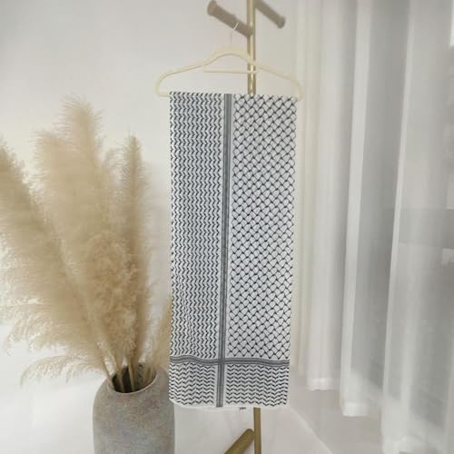 Palestine Scarf Arab Keffiyeh,Muslim Women's Chiffon Hijab Shawl Printed,Keffiyeh Arab Unisex Scarves 28 * 71inches (Grey, onesize)2