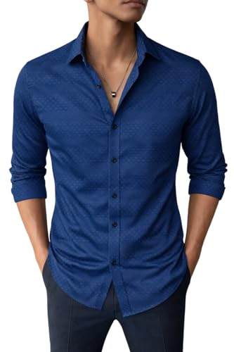 Image of Men's Casual Button Down Shirts Long Sleeve Linen Shirt Fashion Textured Beach Summer Shirts| Men Stylish Shirt | Men Fancy