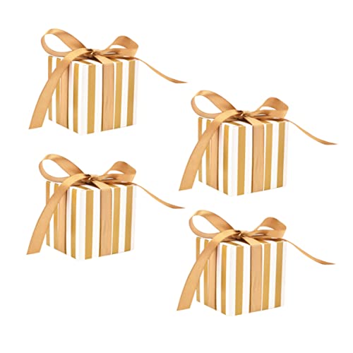 Cabilock 10 Pcs Gift Candy Boxes Striped Candy Box Square Boxes Chocolate Boxes Small Square Box Wedding Golden Gift Box #TOP29
