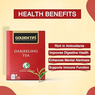 Golden Tips Darjeeling Black Tea Bags (100 Bags, 200 Gram)