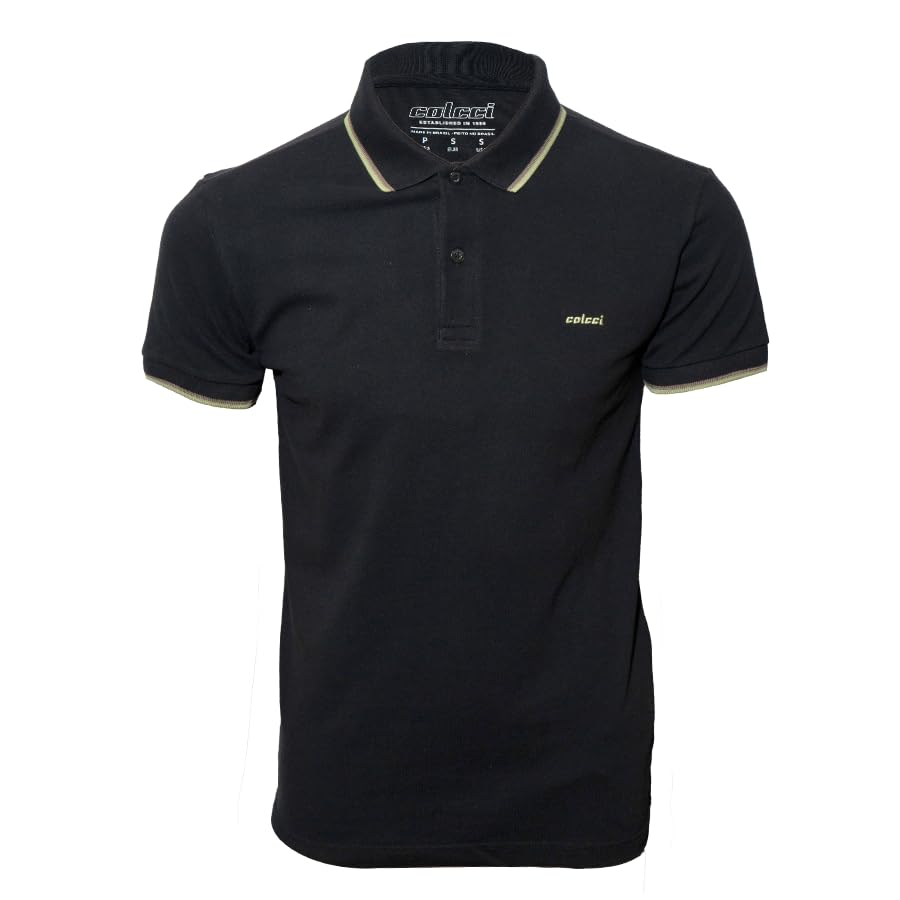 Camisa Polo Piquet Com Listras Colcci (BR, Alfa, M, Slim, Preto)