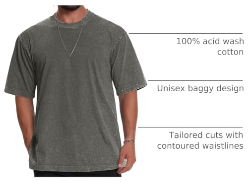 Image of Oversized Tshirts for Men Short Sleeve Vintage Washed Basic Loose Tees