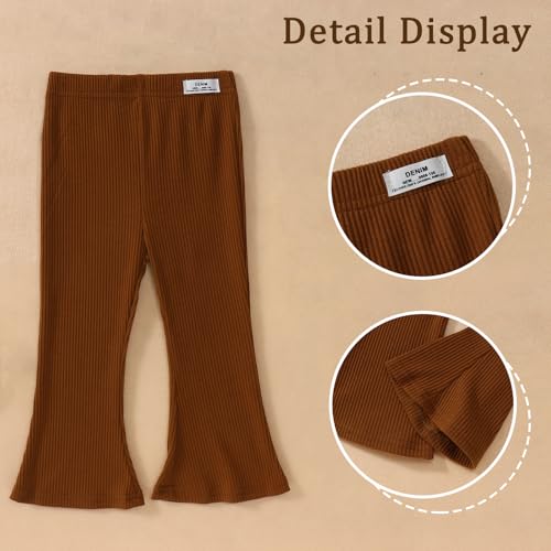 IZYJOY Kids Baby Girl Ribbed Knit Bell Bottoms Solid Color Flared Pants Toddler Elastic Waist Ruffle Leggings Fall Clothes4