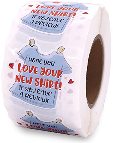 Xinezaa Small Business Stickers for Shirt Packages, Happy Mail Labels- Boutique Garment Stickers, Mail Envelopes Shipping Supplies for Small Business, Thank You Sticker-Love Your New Shirt-S052