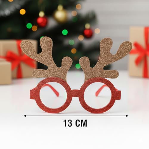 Image of PoPo Toys Christmas Glasses Photo Booth Props, Fun Party Accessories for Adults, Colorful Christmas Party Decorations, Holiday Celebration Eyewear | Horn Prop