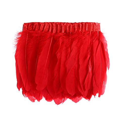 Awaytr® Duck Goose Feather Trim Fringe 2 Yards (Red) #TOP26