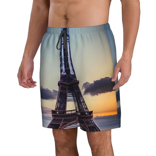 Eiffel Tower Print Stylish Beach Shorts Swim Trunks Lightweight Breathable Summer Outdoor Activities2