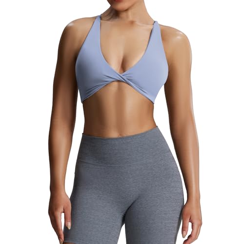Image of Aoxjox Women's Workout Sports Bras Fitness Metamorph Sienna Twist Bra Yoga Crop Tank