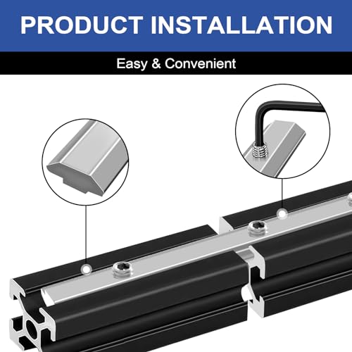 Seekliny 24pcs 4040 Extrusion Straight Connector Joining Plate Corner Bracket 4040 Hardware T-Slot Accessories V-Slot with Screws for 4040 Aluminum Profile 3D Printer Frame Spare Parts Silver by SeekLiny - Image 4