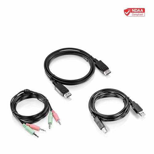 Image of TRENDnet 6 Ft. Display Port, USB, and Audio KVM Cable Kit, Compatible with KVM Switches, TK-240DP, TK-440DP, TK-241DP, TK-441DP, DisplayPort 1.2, 3.5mm Audio Connections, Black, TK-CP06