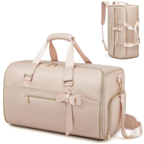 Moulyan Kleidertasche für Reisen, wandelbarer Handgepäcksack mit Schuhfach, 3-in-1, wasserdichte Reisetasche mit Schultergurt, für Damen und Herren, Rose, Modisch, Business