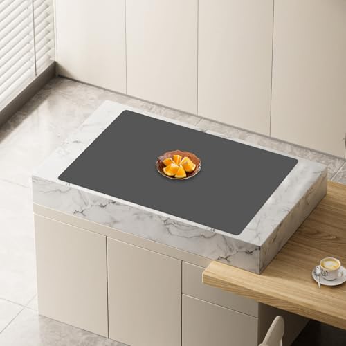 Image of 32''x24''(80cmx60cm) Large Silicone Mat for Kitchen Counter, Heat Resistant Countertop Protector, Non-Slip Waterproof Kitchen Island Mat, Easy to Clean, Dark Gray