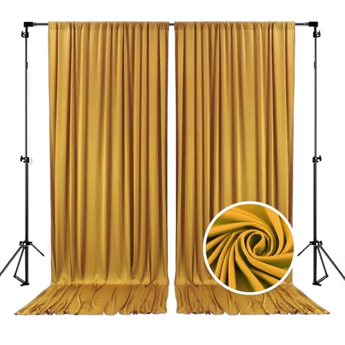 Image of 10 x 7 Feet Gold Backdrop Curtain for Partie, Background Curtains for Photoshoot, Birthday, Wedding, Halloween, Thanksgiving, Christmas, New Year Party Decoration 5Ft x 7Ft, 2 Panels