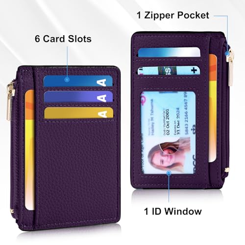 Image of Tipmile Womens Credit Card Holder Wallet, Small Slim RFID Blocking Sleeve | Mini Tiny Cute ID Case, Minimalist Zipper Pocket Wallet, Thin Coin Purse, Mothers Gift