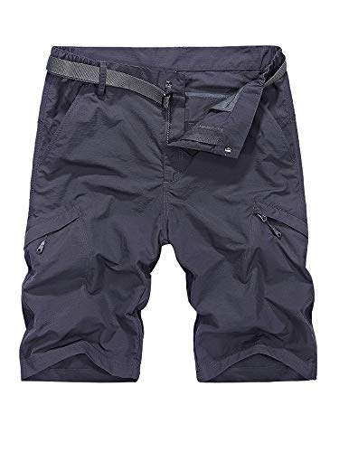 Men Hiking Casual Quick Dry Short, Lightweight Cargo Tatical Zipper Pockets Camping Travel Shorts (15516 Grey-New, 38)