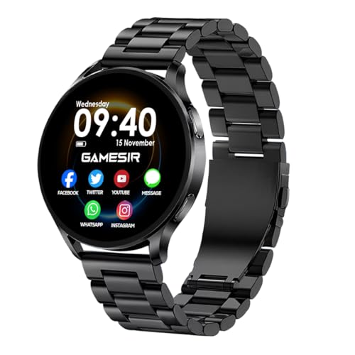 Image of GameSir Active 5 Smart Watch AMOLED Display 1.3 inch Screen, 360 * 360 Resolution, IP68 Waterproof with Multiple Watch Faces Bluetooth Calling Round Dial Smartwatch for Men & Women (Metal-Black)