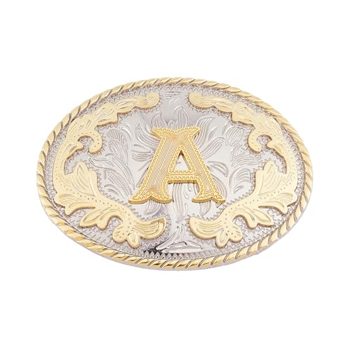 NICENEEDED Western Belt Buckle, Initial Letters A Cowboy Belt Buckle, Vintage Belt Buckle Replacement Rodeo Buckles for Men & Women