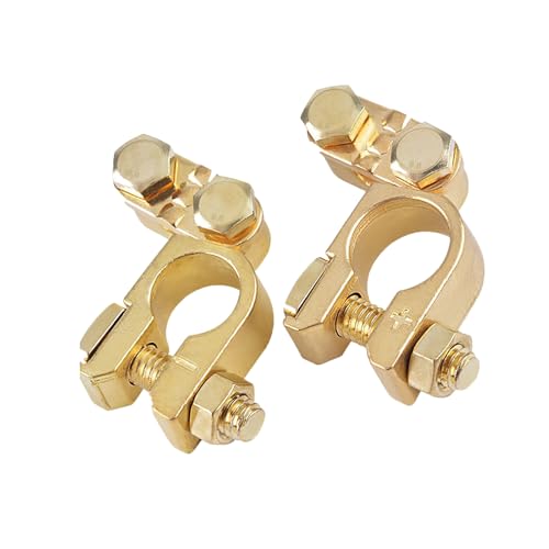 Storystore 1 Pair Car Battery Terminal Connectors Pure Brass Quick Release Battery Terminals 12V/24V Positive Negative Leisure Battery Connectors for Car Truck Rv Boat Van Motorcycle