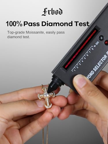 Color-D VVS1 Clarity Moissanite Cross Pendant Necklace, Iced Out 925 Sterling Silver with Gold/White Gold Plated Cross Chain, Greek Cyberpunk Cross Pendant for Christmas Mother's Day Valentine's Day3