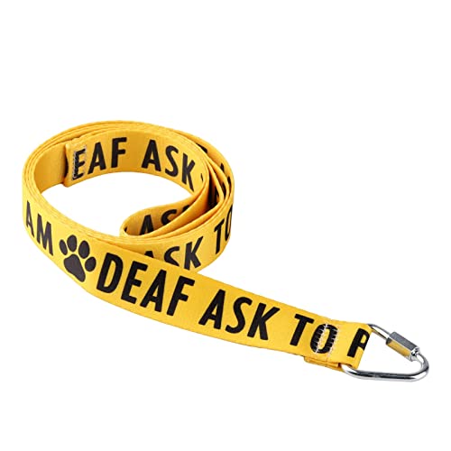 LEVLO Funny Dog Leash Sleeve I Am Deaf Ask To Pet Me - Yellow, 59 Inches, I Am Deaf Ask To Pet Me-YE - Image 3