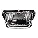 Coche Frente Sport Hex Mesh Honeycomb Hood Grill Ajuste Negro for Audi A3 / S3 8P 2009-2012 Negro for RS3 Accesorios de Coche de Estilo Quattro Parrilla (Color : Chrome Emblem)