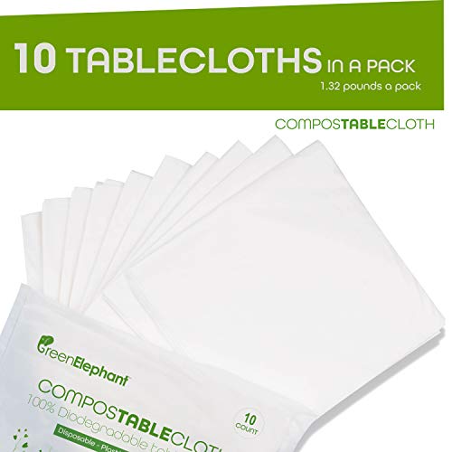 GREEN ELEPHANT 100% Compostable All-Purpose Drop Cloth, Disposable Eco-Friendly Rectangular Transparent White Waterproof Tablecloth. 10 Pack - Small 4.5' X 9' ASTM D6400 and Ok Compost - Thumbnail 5
