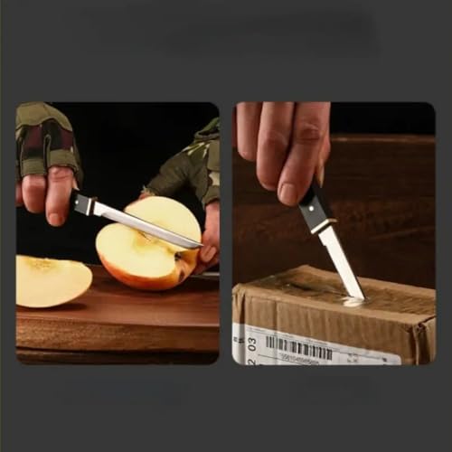 Image of Japanese-Style Utility Knife with Sheath - 8-Inch Stainless Steel Kitchen Knife, Precision Blade with Ergonomic Black Handle for Meat, Fruit & Vegetables (Pack of 1, Black)