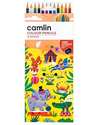Image of Camel 12 Shades Full Size Colour Pencils - Vibrant Multicolor Shades | Soft, Smooth & Break-Resistant Leads | Ideal for Drawing, Sketching, Coloring & School Art Projects